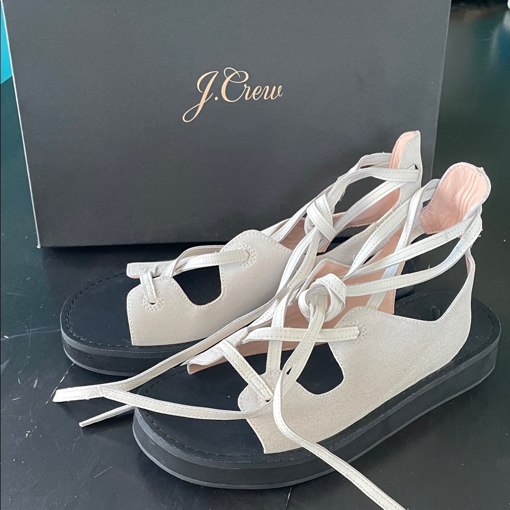 J. Crew Women's Cream Lace-Up Sandals